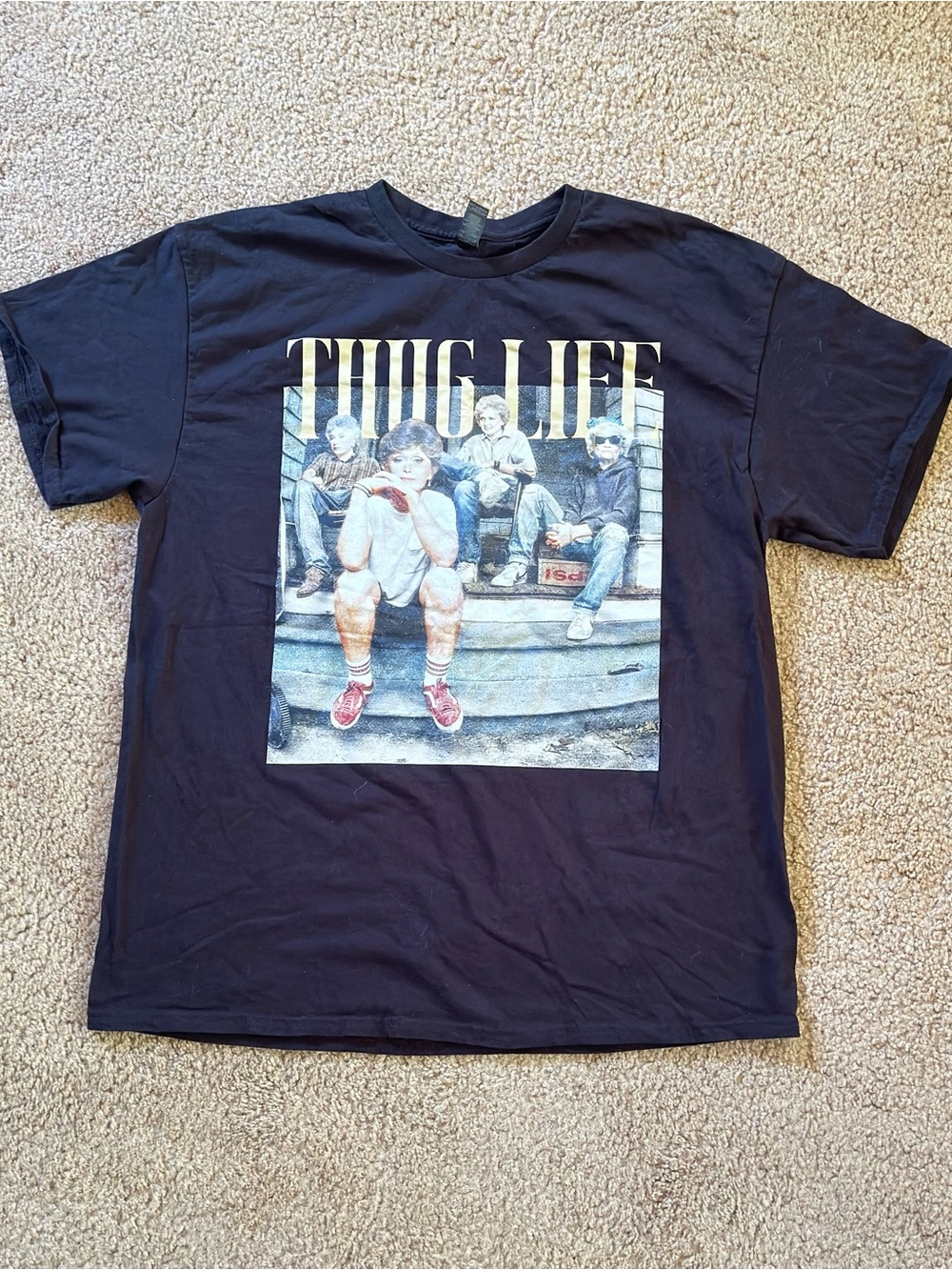 Gildan Women’s Black 'Thug Life' Golden Girls Graphic Tee Short Sleeve SIZE XL